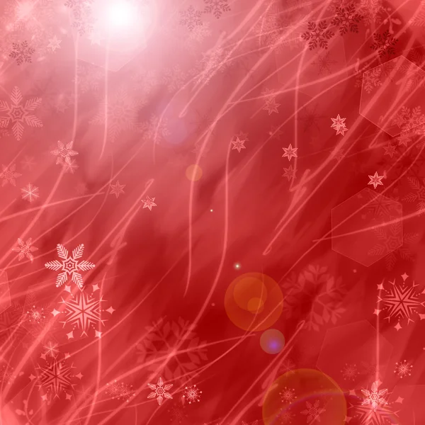 Röd jul bakgrund med en snöflingor — Stockfoto