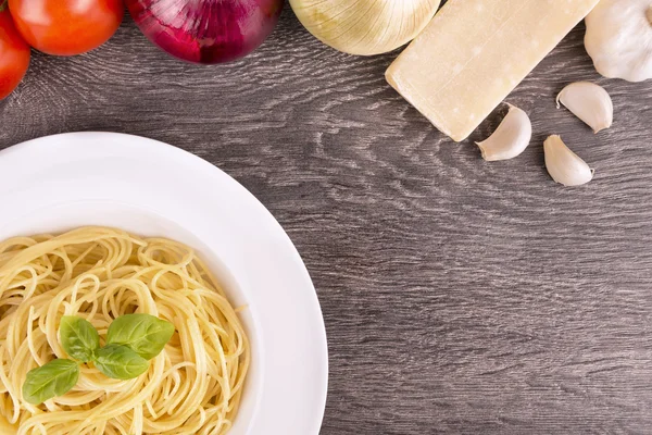 Spagetti tészta felülnézet — Stock Fotó