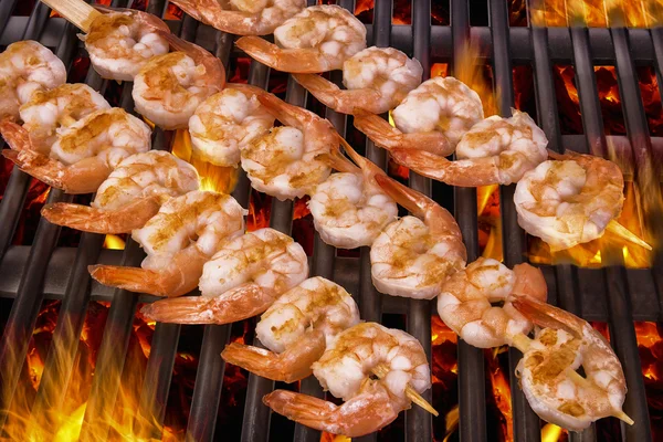 Delicious prawn spit on grill — Stock Photo, Image