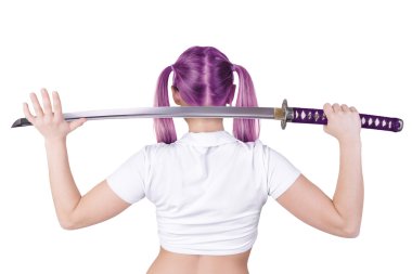 Kötü kız holding katana