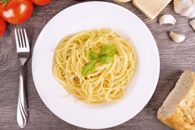 Spagetti makarna Üstten Görünüm