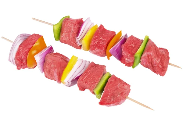 Skewer conjunto de carne roja y verduras —  Fotos de Stock