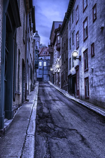 Old quebec ulici v noci, hdr — Stock fotografie