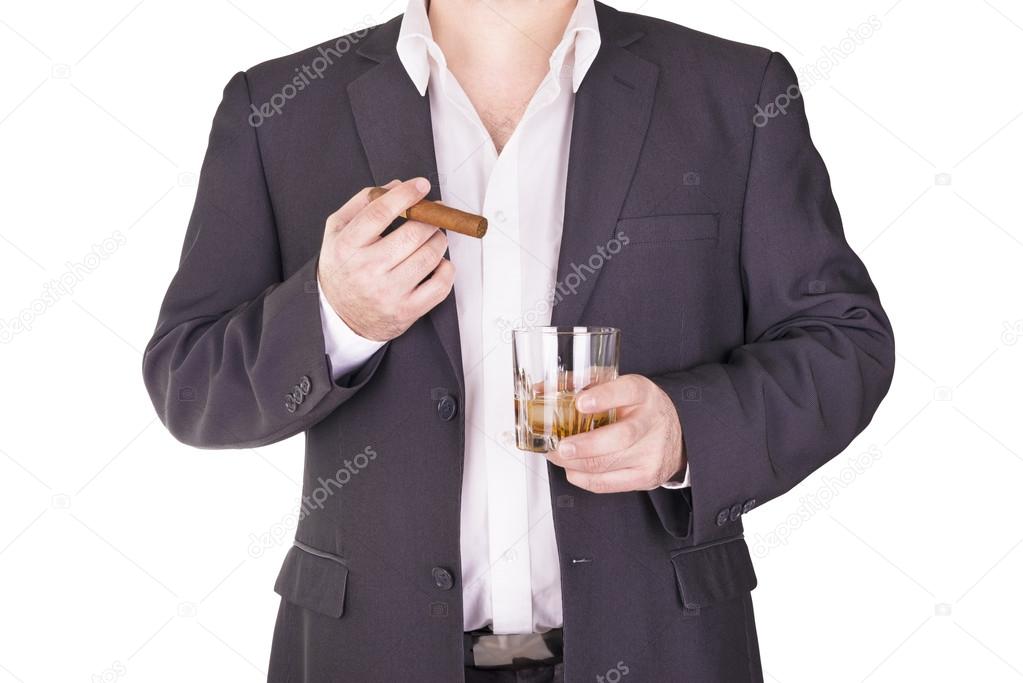 Man drinking and smoking