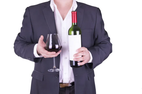 Elegancki mężczyzna picie czerwonego wina. — Zdjęcie stockowe