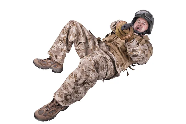 Soldato in uniforme, pronto a combattere — Foto Stock