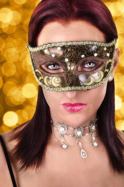 Szép nő, a karneváli maszk — Stock Fotó