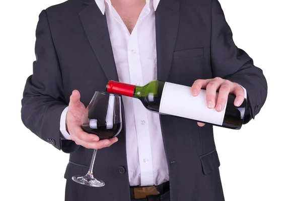 Elegant man drinking red wine. — Stock Photo, Image