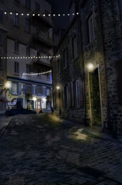 Eski Quebec street gece, hdr.