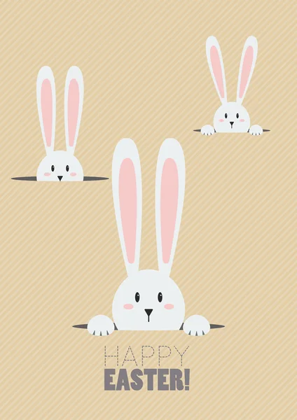 复活节快乐同在一个洞的小白兔 — 图库矢量图片