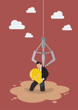 Robot pençe bir zlı bir fikir olan bir işadamı tutarak