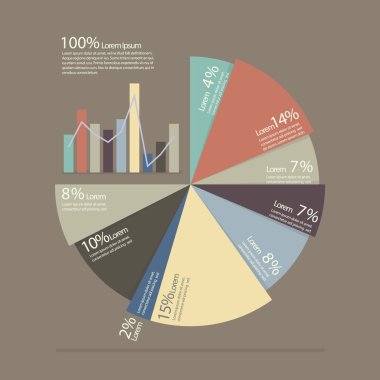 Pie chart and bar chart for documents and reports infographic