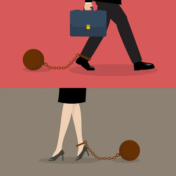 Business man and business woman with weight burden — 图库矢量图片