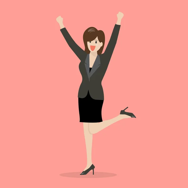 ビジネスの女性を祝う成功 — ストックベクタ