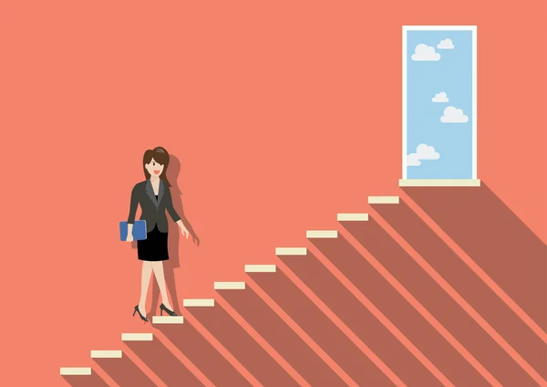 Businessman stepping up a staircase to success — Stock Vector