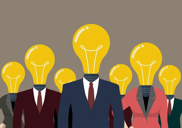 Business people with a light bulb head — Stock Vector