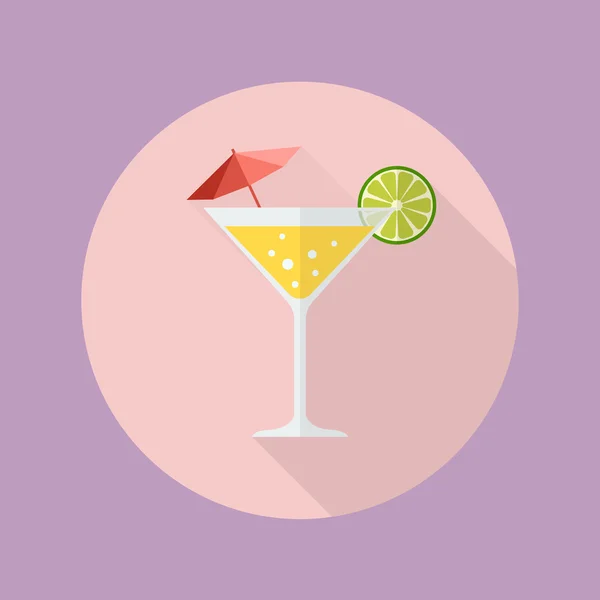 Cocktail boisson icône plate — Image vectorielle