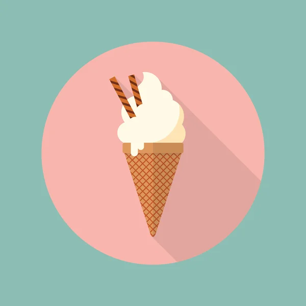 Cono de helado icono plano — Vector de stock
