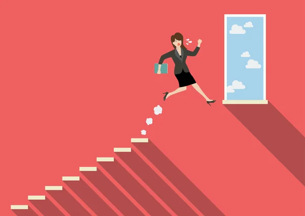 İş kadını başarı için atlama — Stok Vektör
