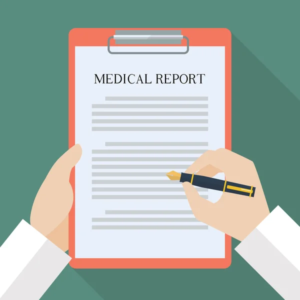 Écriture manuscrite du médecin sur rapport médical — Image vectorielle