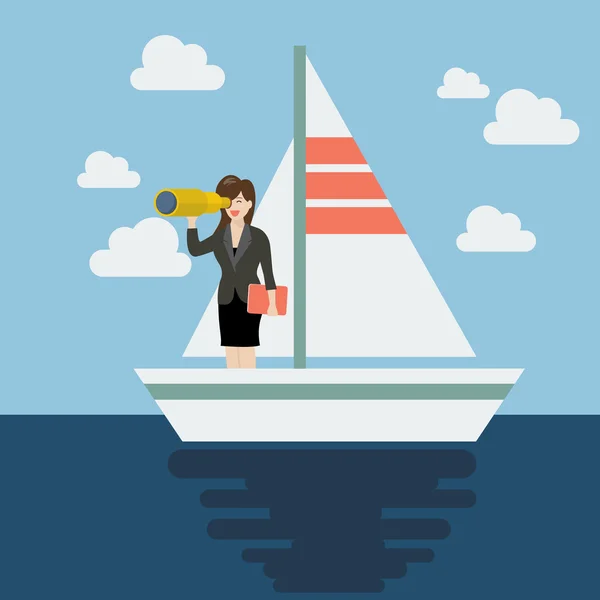 Hombre de negocios navegando y buscando futuro — Archivo Imágenes Vectoriales