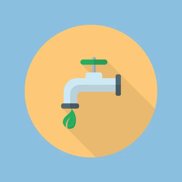 Eco water kraan platte pictogram — Stockvector