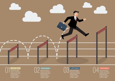 İşadamı daha yüksek engel Infographic atlama