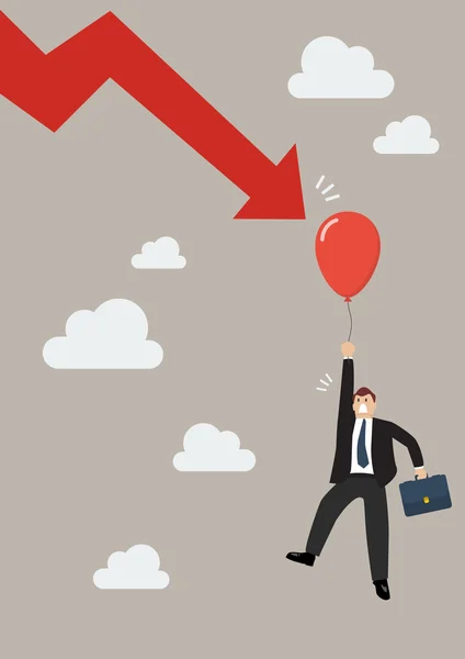 Wchodzących wykres do pop balon biznesmen — Wektor stockowy