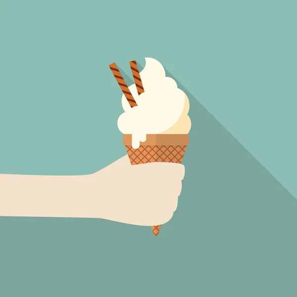 Hand with ice cream cone — Stock Vector