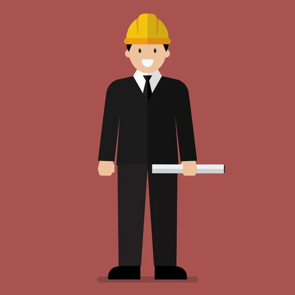 Engineer flat cartoon — Stock Vector