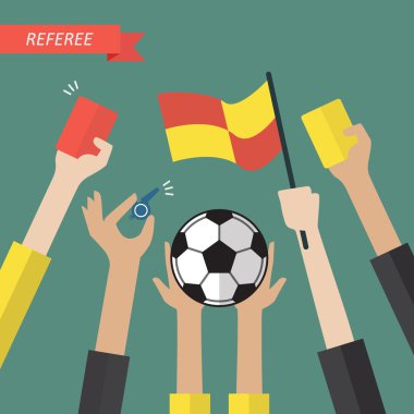 Hakem el simgeleri bir futbol tutarak