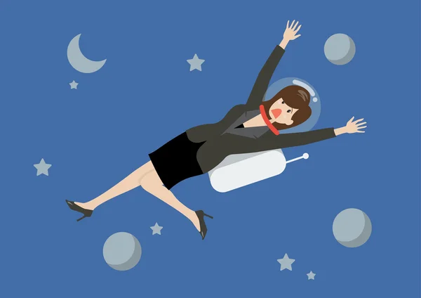 Mujer de negocios flotando en el espacio — Vector de stock