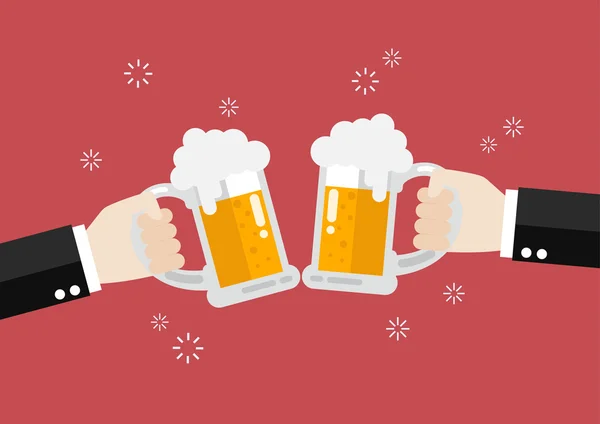 Zwei Geschäftsleute stoßen mit Gläsern Bier an — Stockvektor