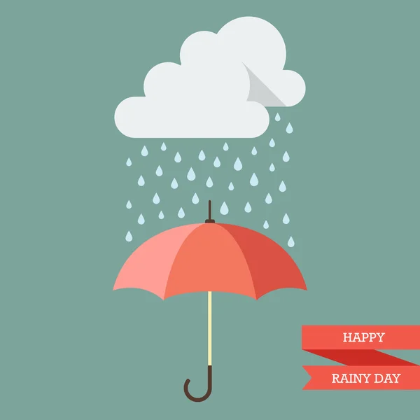 Şemsiye yağmur damlası ile bulut — Stok Vektör