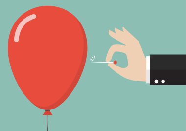 İğne balon pop iterek el