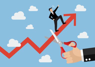 Büyük el kesme grafik işadamı büyüyen