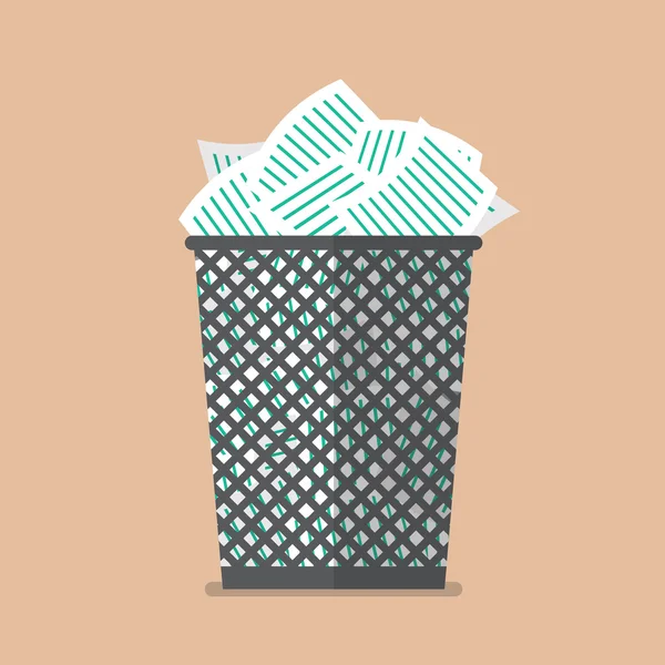 Paper in the trash can — Stock Vector