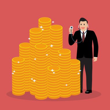 Stetoskop finansal check-up için tutan işadamı
