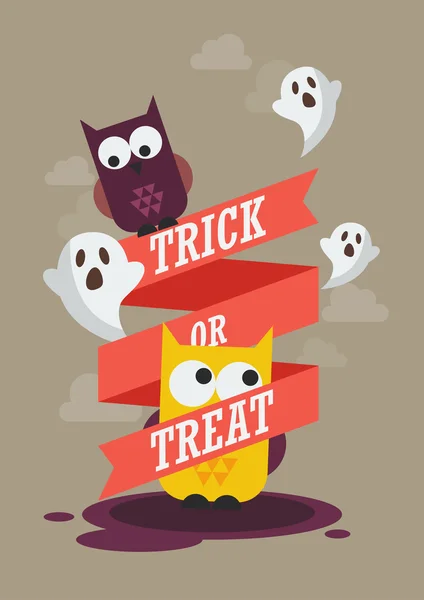 Truque ou tratar cartaz de Halloween —  Vetores de Stock