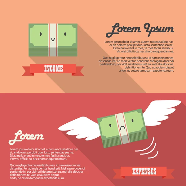 Baten en lasten geld bill infographic — Stockvector