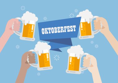 Oktoberfest. İnsanlar tungur bira gözlük.