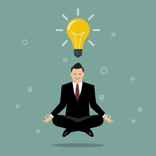 Pensamento de homem de negócios durante a meditação —  Vetores de Stock