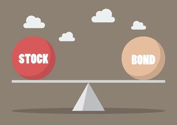 Vyrovnání mezi akcie a dluhopisy — Stockový vektor