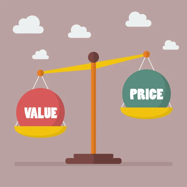 Wartość i cena równowagi w skali — Wektor stockowy