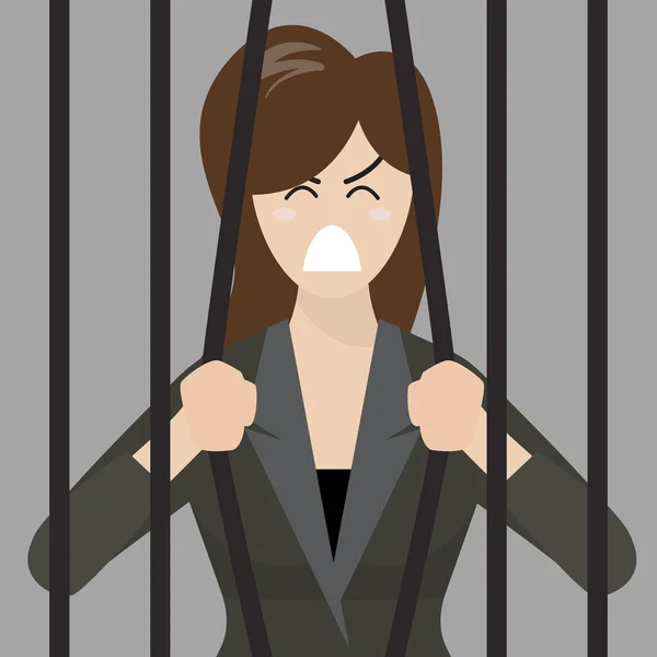 Mujer de negocios tratar de escapar de la cárcel — Vector de stock