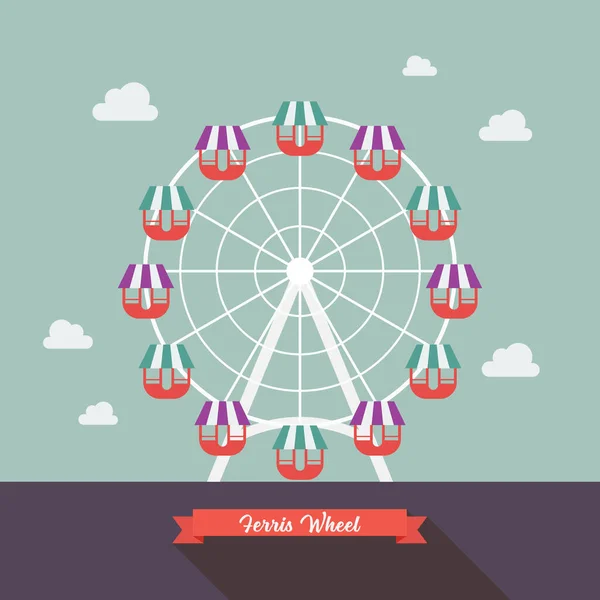 Grande Roue Carnaval Design Style Plat — Image vectorielle