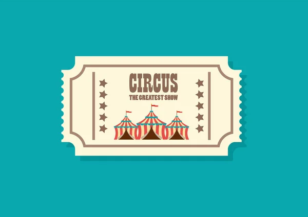 Klasická Vstupenka Retro Cirkusu Vektorová Ilustrace Návrh Plochého Stylu — Stockový vektor