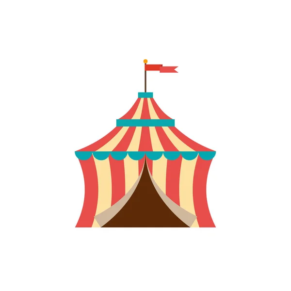 马戏团帐篷矢量图解 以扁平风格举行的游乐场嘉年华 — 图库矢量图片