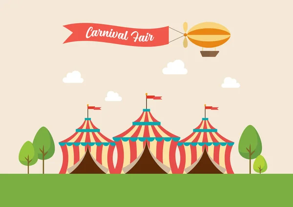 Illustration Vectorielle Tente Cirque Carnaval Fête Foraine Dans Style Plat — Image vectorielle