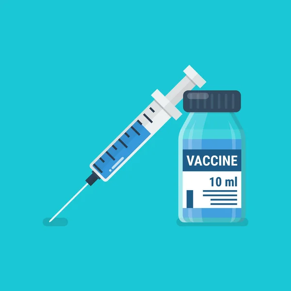 Vacuna Jeringa Para Ampollas Médicas Concepto Coronavirus Covid Ilustración Vectorial — Vector de stock